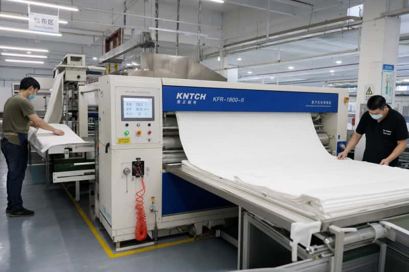 Spandex fabric in steam pre-shrinking