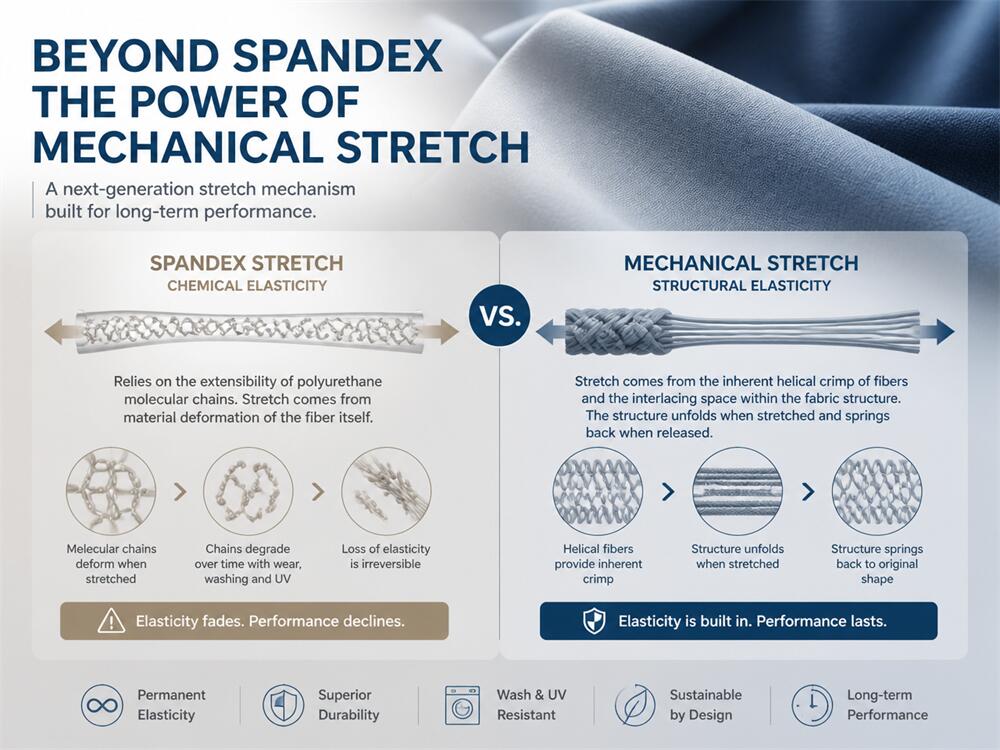 T400 Spandex-Free Stretch Fabric vs. Spandex