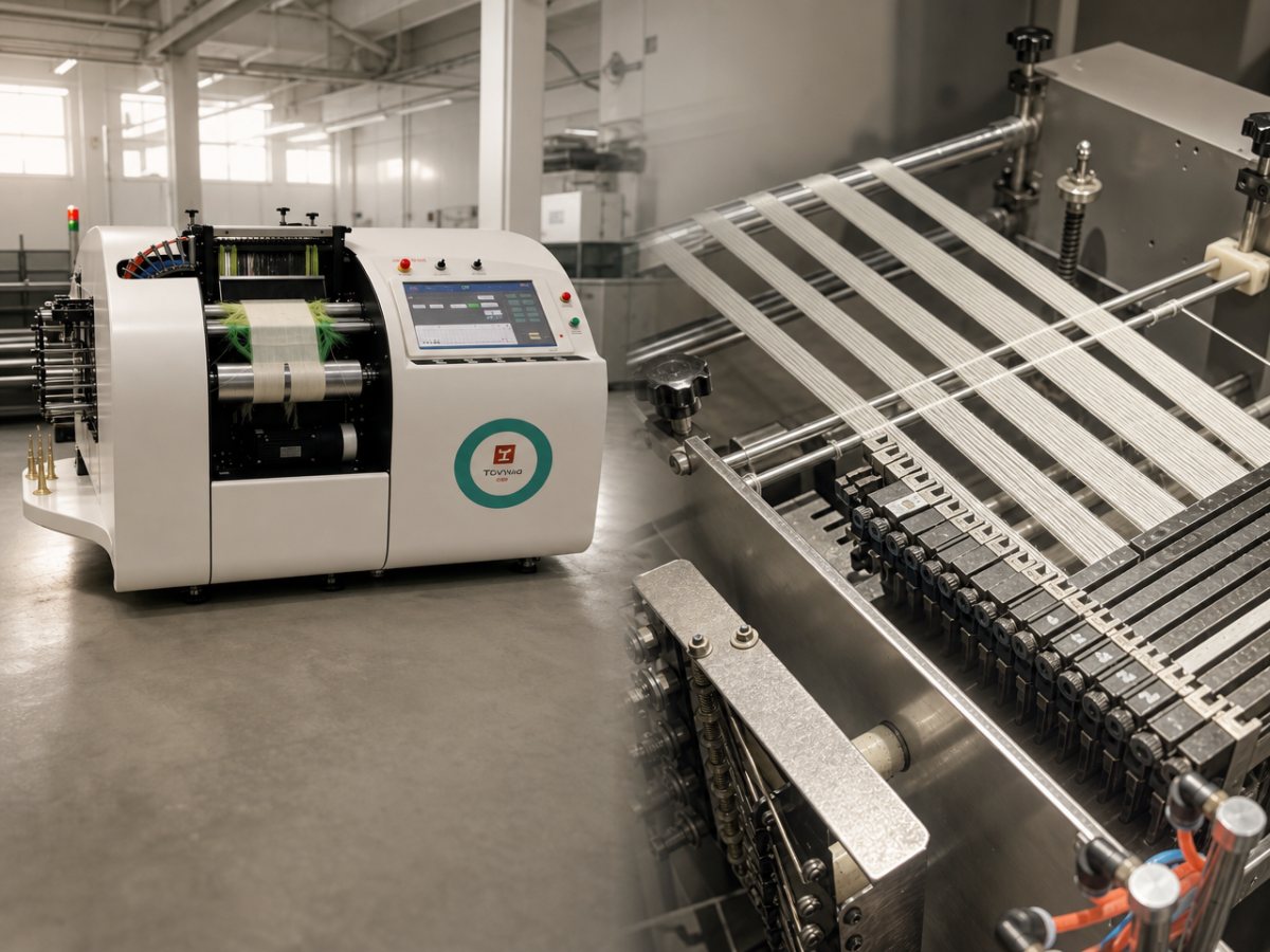 Sample warping machine preparing a development warp for custom woven fabric trials