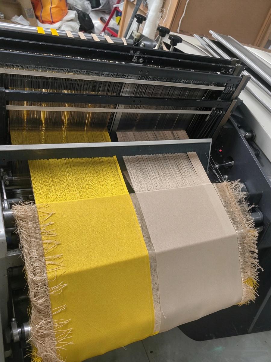Yarn-dyed custom woven construction developed for a customer program