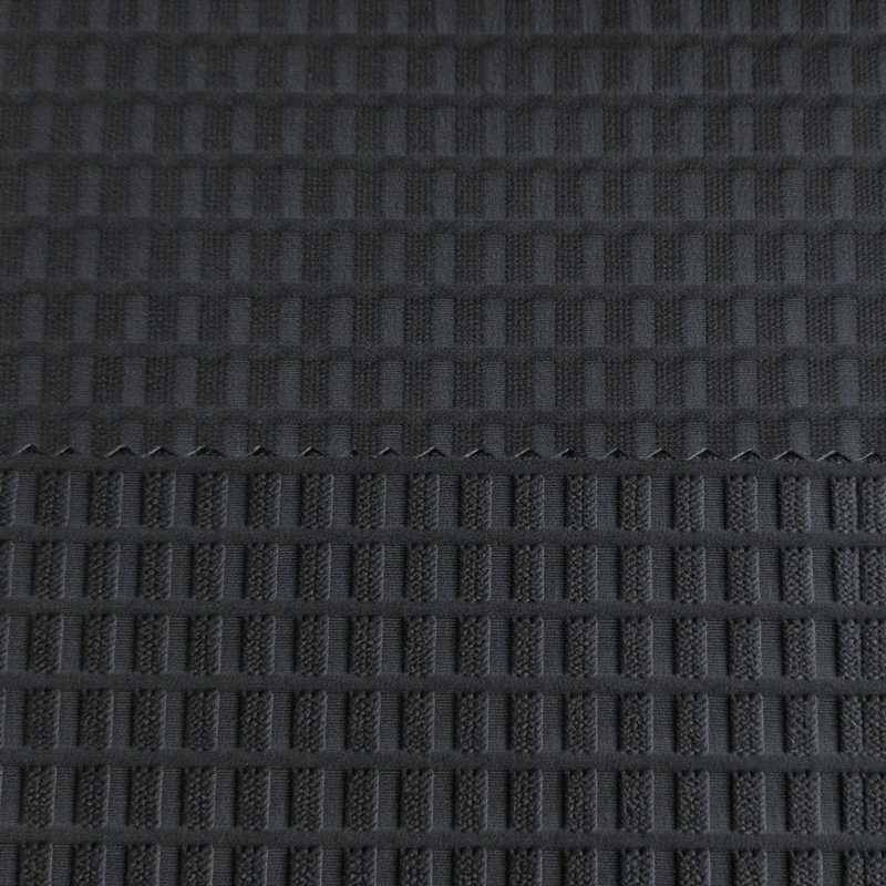 Custom Woven Fabric Development 11 Special weave construction in 75D plus 40D polyester spandex with 150D polyester DTY in the weft