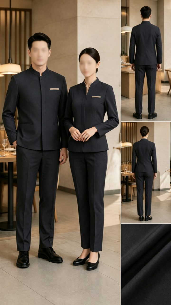 Polyester 4-way stretch fabric for workwear uniforms and school wear