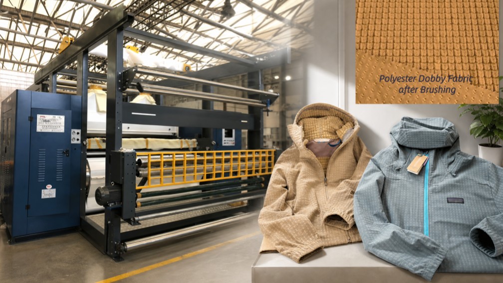 Eco-friendly single-layer polyester 4-way stretch fabric with brushed back finish